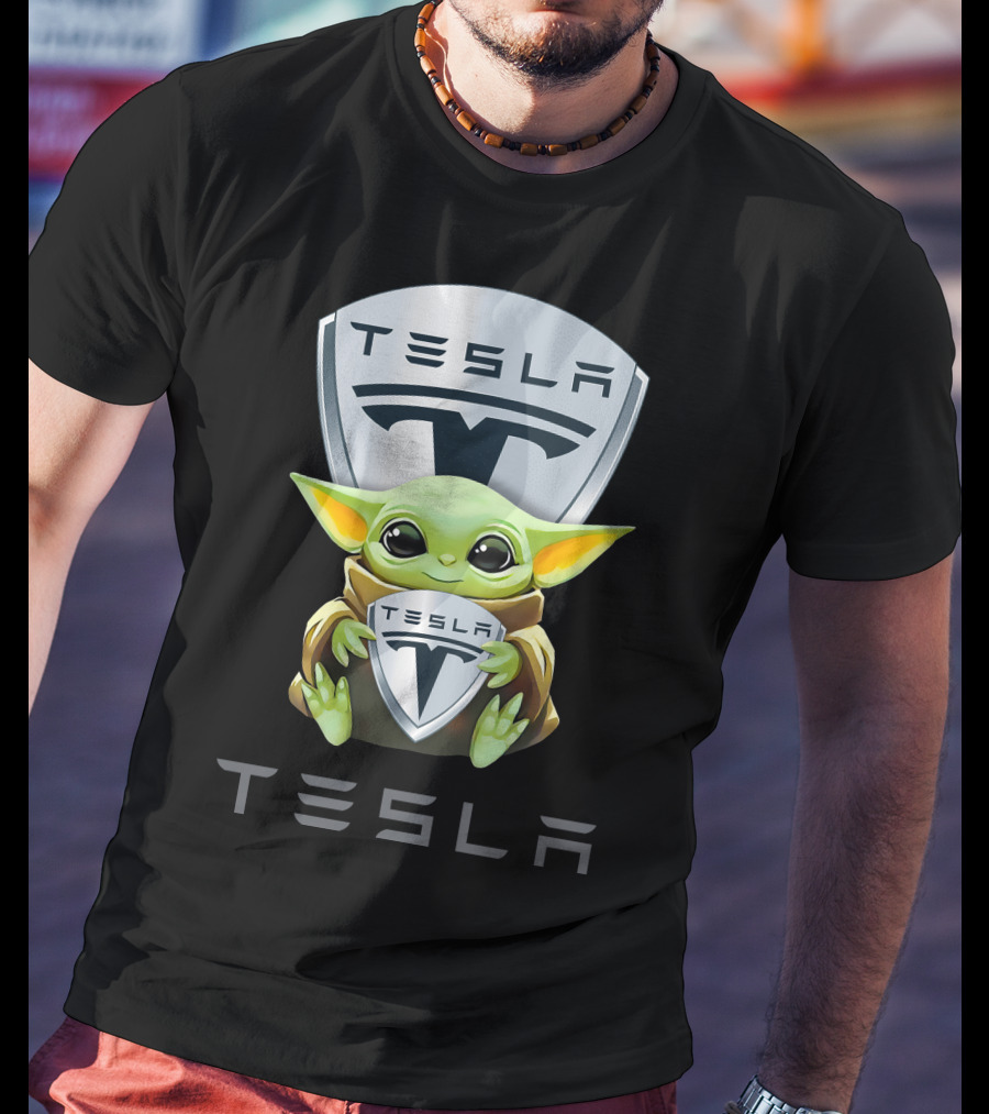Baby Yoda Holding Tesla T-Shirt