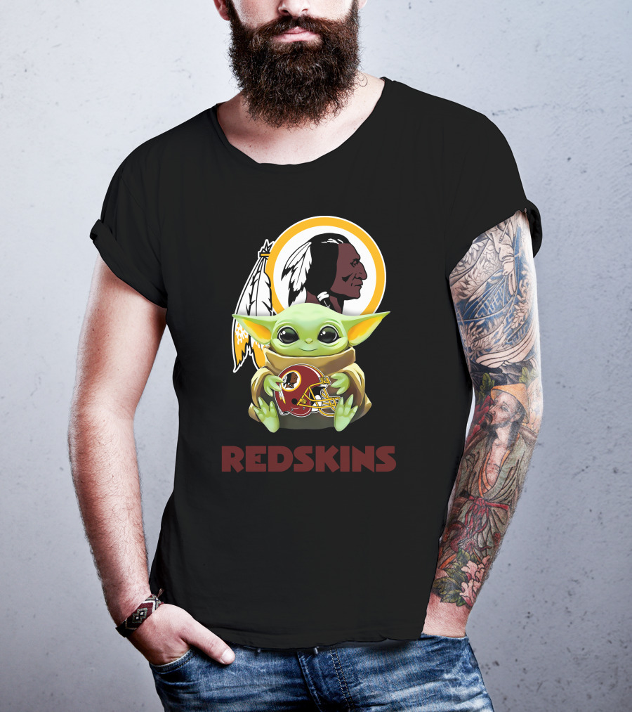 Baby Yoda Holding Washington Redskins Football Helmet Redskins T-Shirt