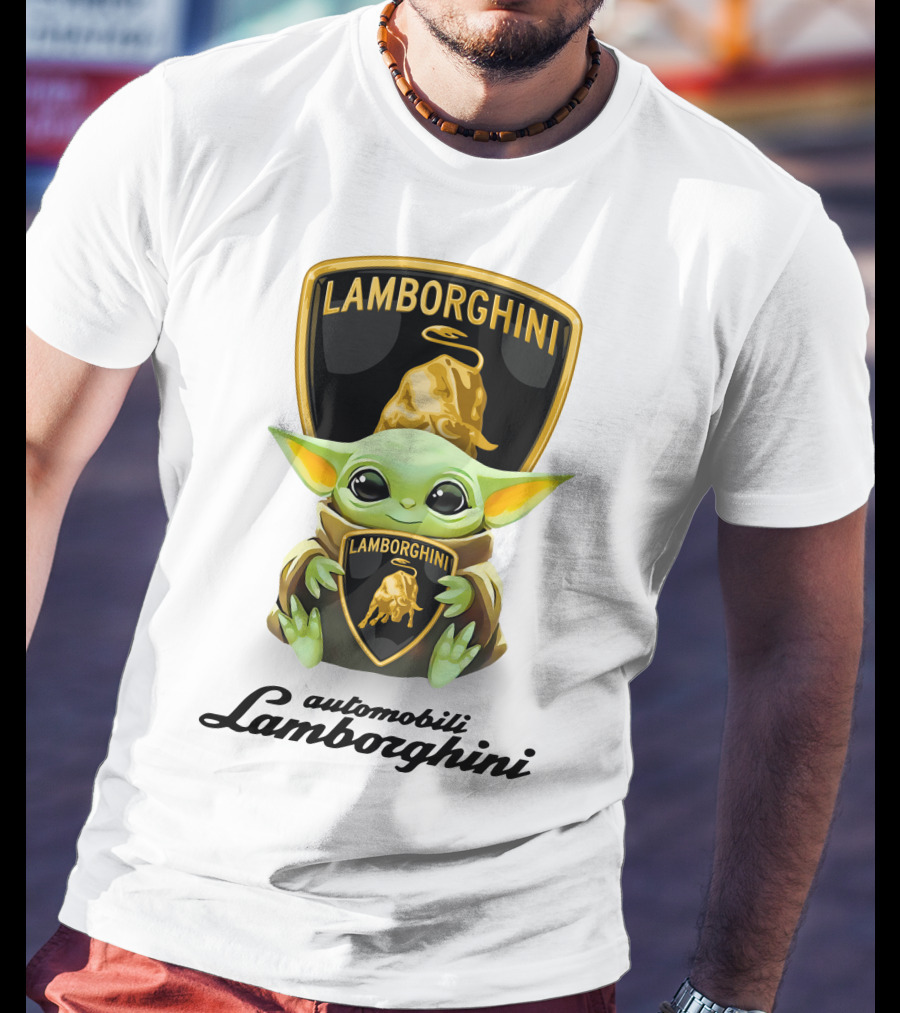 Baby Yoda Hugging Automobili Lamborghini T-Shirt