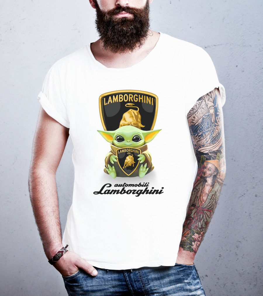 Baby Yoda Hugging Automobili Lamborghini T-Shirt