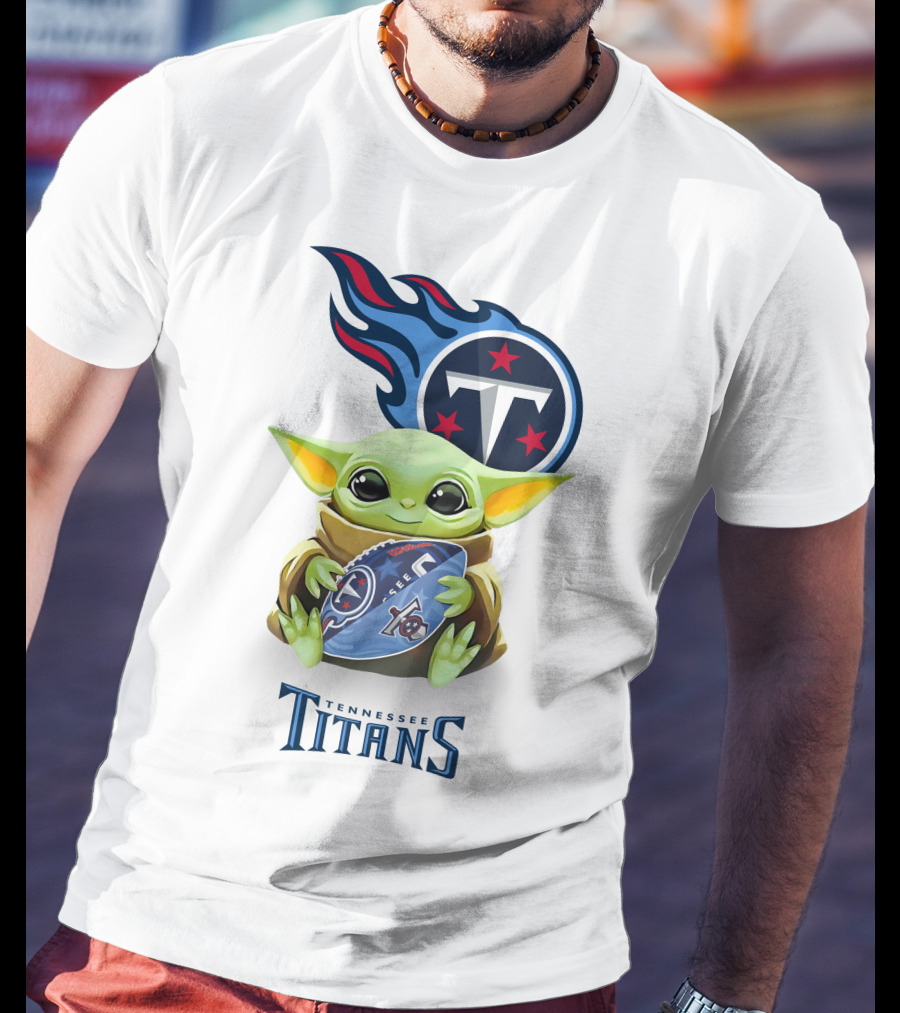 Baby Yoda Hug Tennessee Titans Football Fan Gear T-Shirt