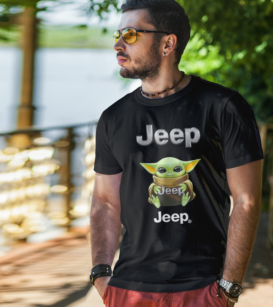 Star Wars Baby Yoda Jeep Hugging T-Shirt