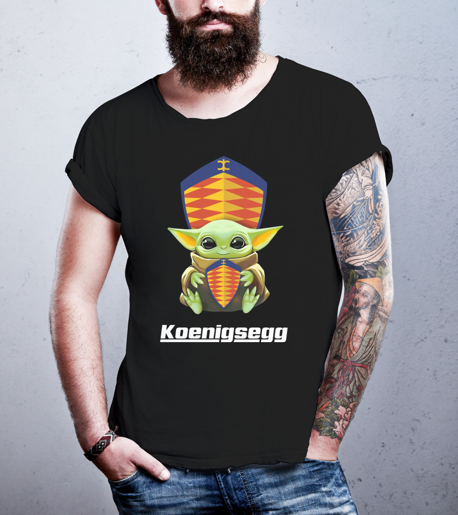 Star Wars Baby Yoda With Koenigsegg Shield Branding T-Shirt