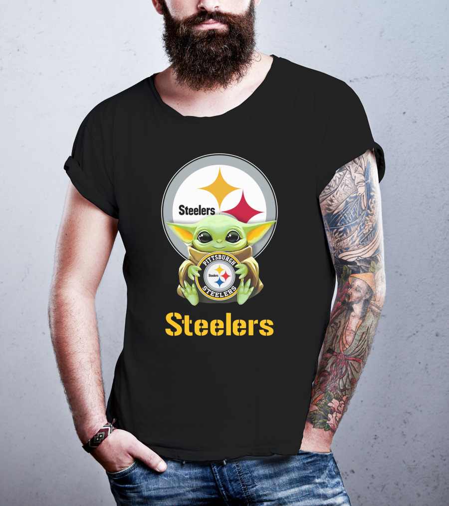 Star Wars Baby Yoda Hug Steelers Pittsburgh Steelers T-Shirt