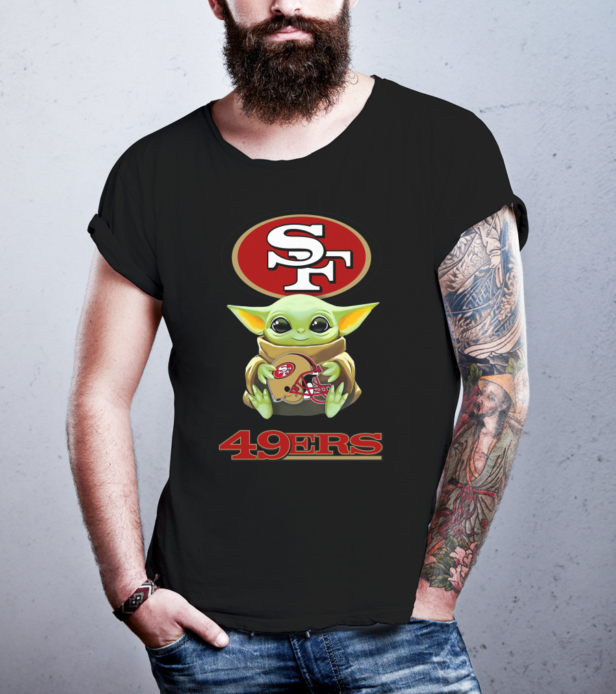 Star Wars Baby Yoda Sf 49ers Helmet 49ers T-Shirt
