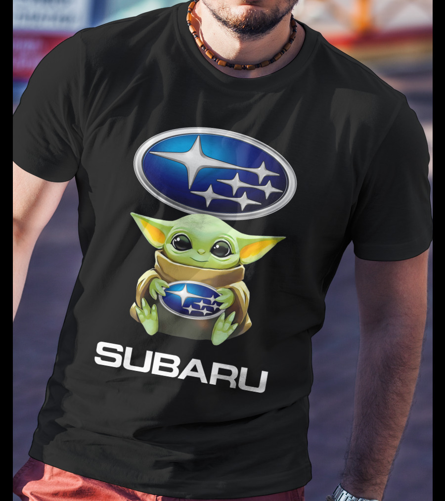 Star Wars Baby Yoda Holding Subaru Emblem T-Shirt