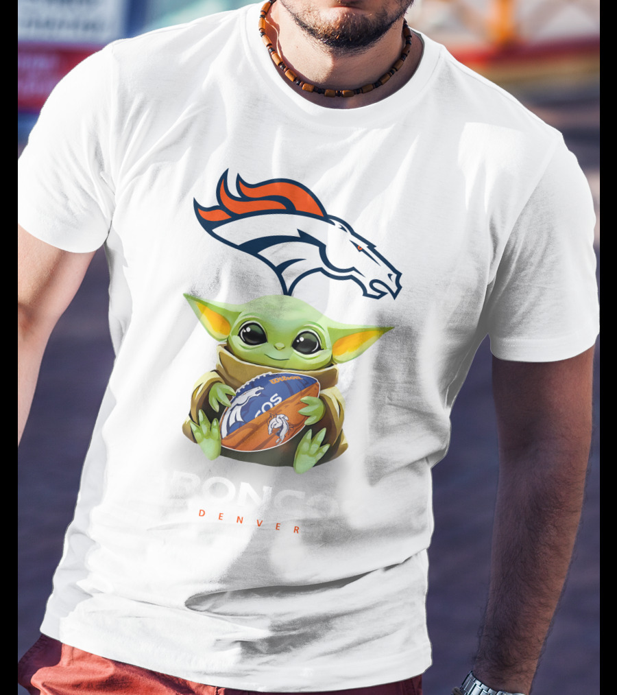 Baby Yoda Hug Broncos Football Denver Broncos T-Shirt