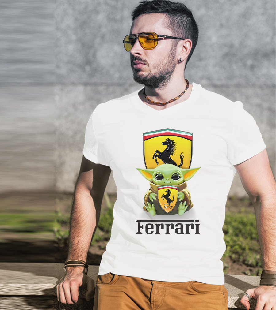 Baby Yoda Holding Ferrari T-Shirt