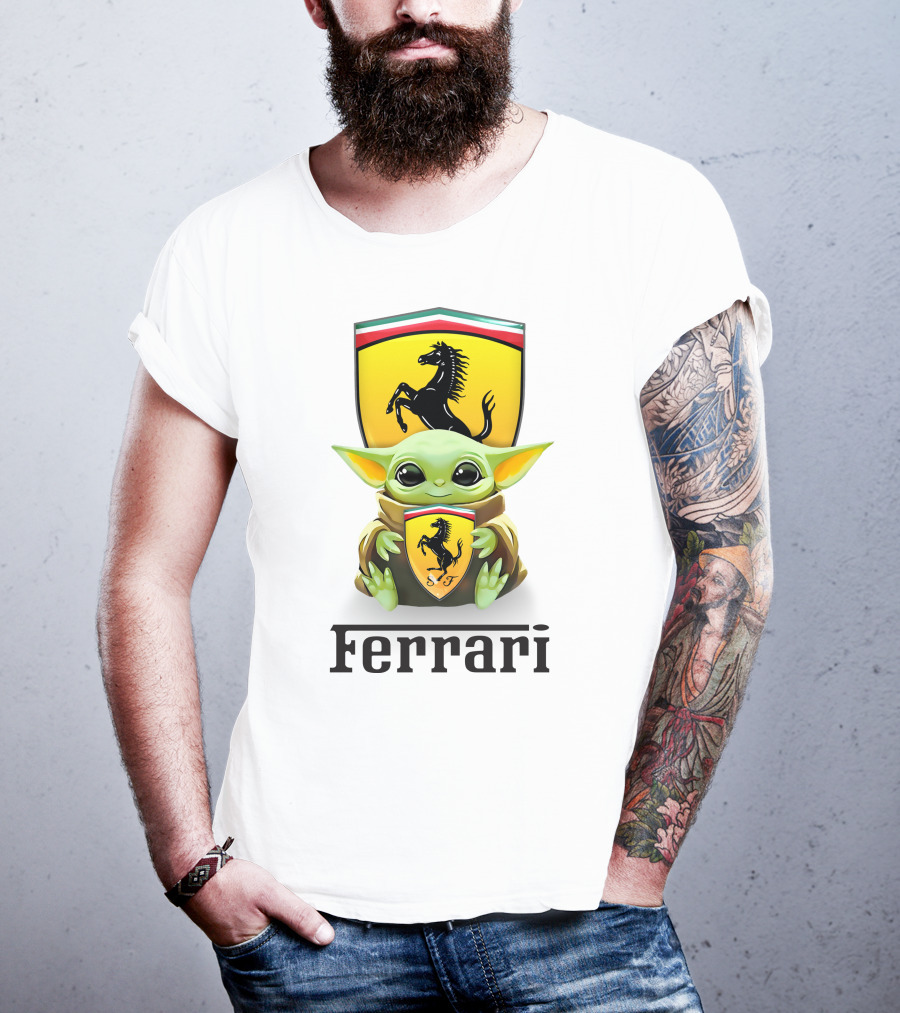 Baby Yoda Holding Ferrari T-Shirt