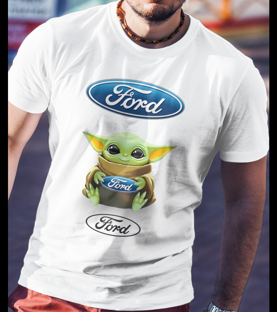 Baby Yoda Holding Ford Emblem With Ford T-Shirt