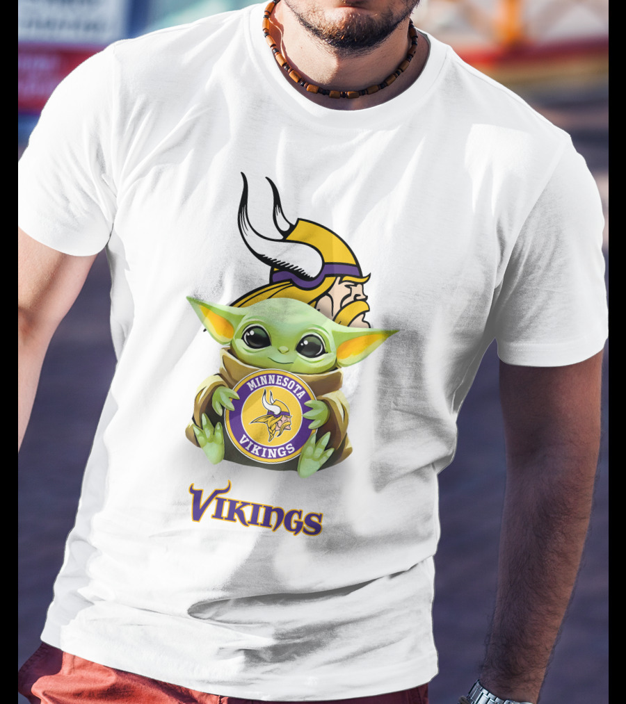 Minnesota Vikings Baby Yoda Hugging Team T-Shirt