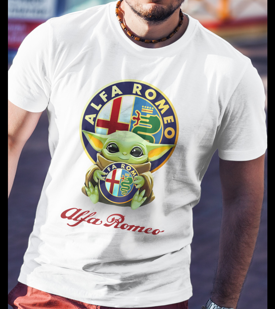 Star Wars Baby Yoda Holding Alfa Romeo T-Shirt