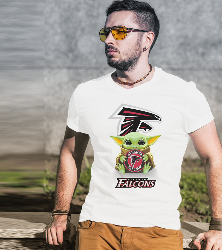 Star Wars Baby Yoda With Atlanta Falcons NFL T-Shirt
