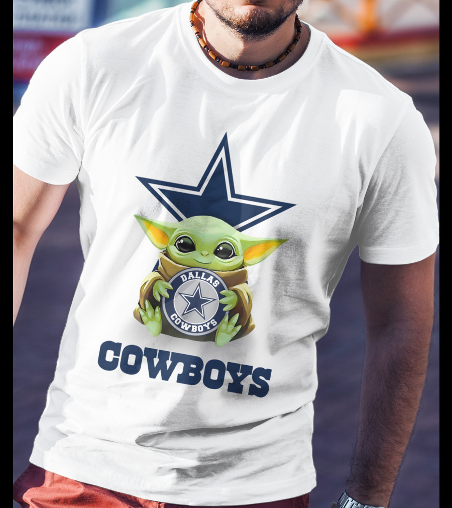 Star Wars Baby Yoda Holding Dallas Cowboys Star Logo Cowboys T-Shirt