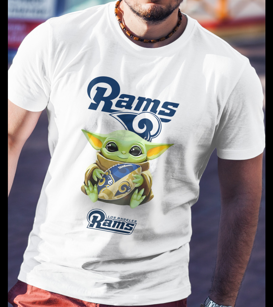 Rams Baby Yoda Hug Los Angeles Rams Football T-Shirt