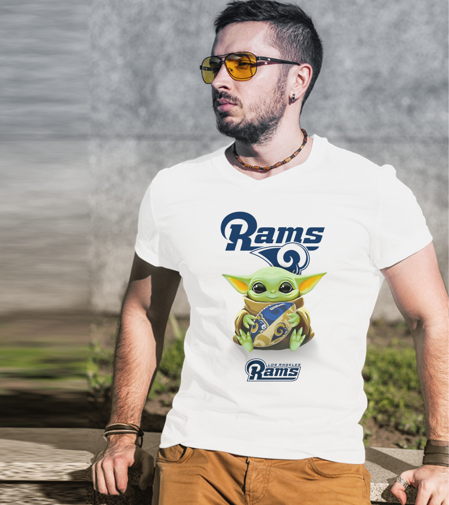 Rams Baby Yoda Hug Los Angeles Rams Football T-Shirt