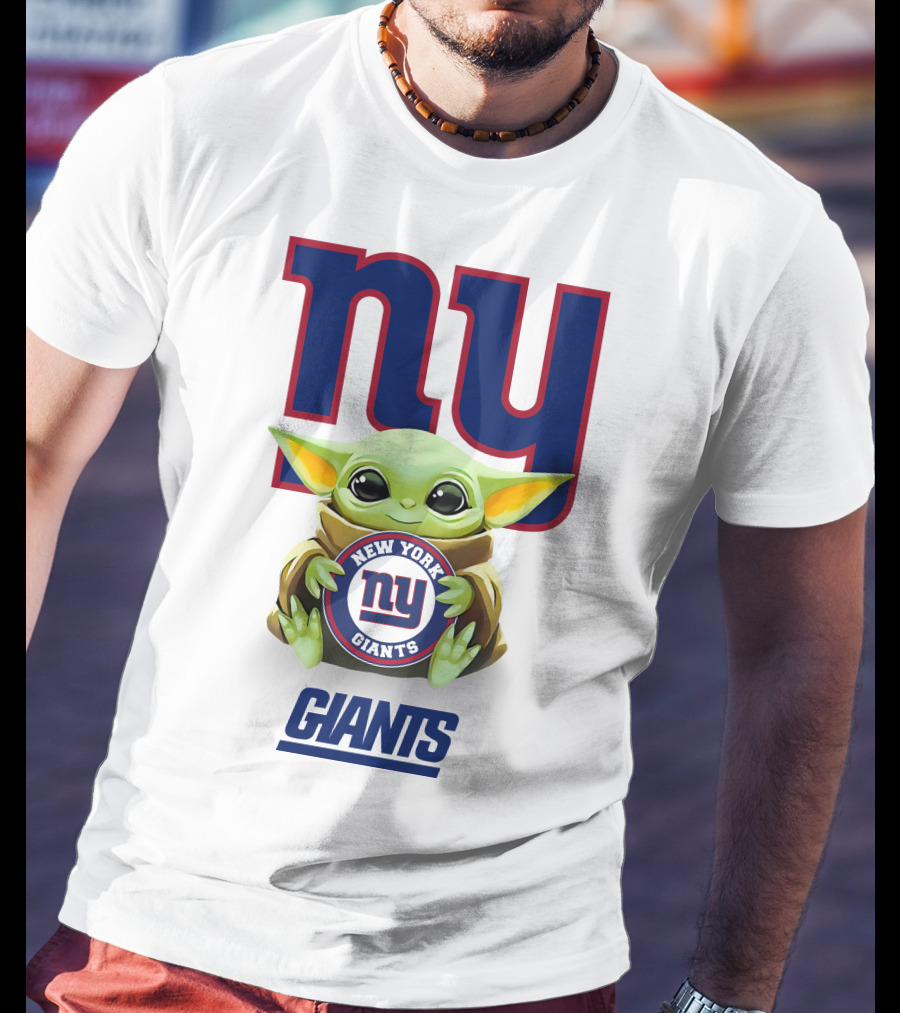 Star Wars Baby Yoda New York Giants Nfl Mandalorian Crossover Fan Gear T-Shirt