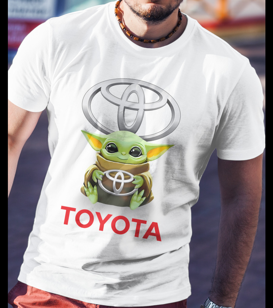 Star Wars Baby Yoda Hug Toyota Logo White T-Shirt