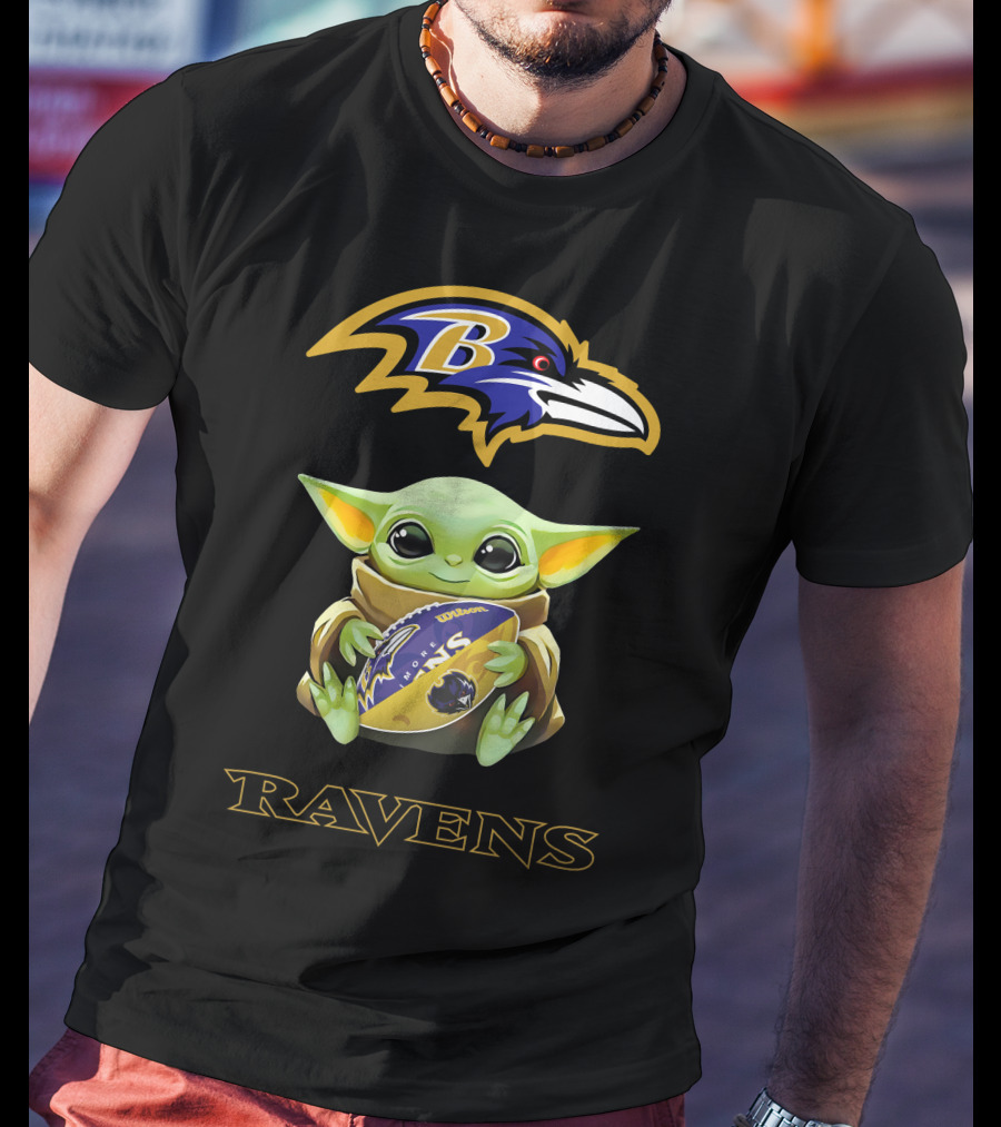 Grogu Baltimore Ravens Football Hug Tailgate T-Shirt