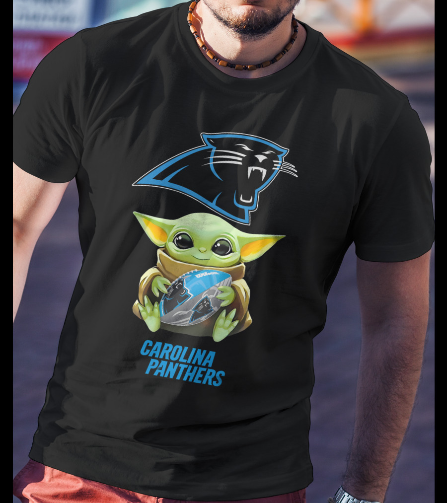 Carolina Panthers Grogu Hugging Football Fan T-Shirt