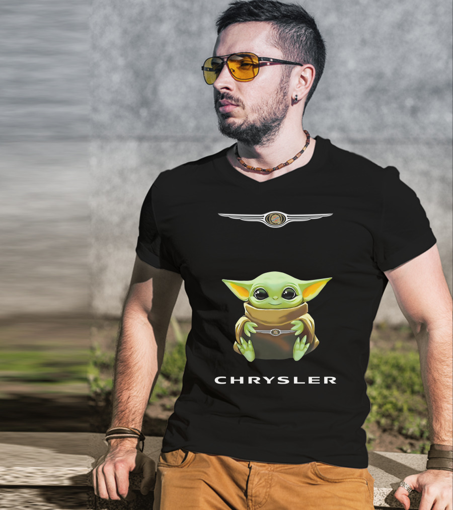 Chrysler Logo Grogu Hugging Pop Culture Icon Baby Yoda T-Shirt