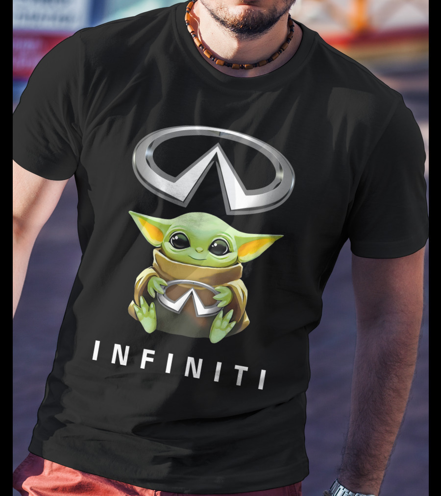 Grogu Holding Infiniti Logo Embrace T-Shirt