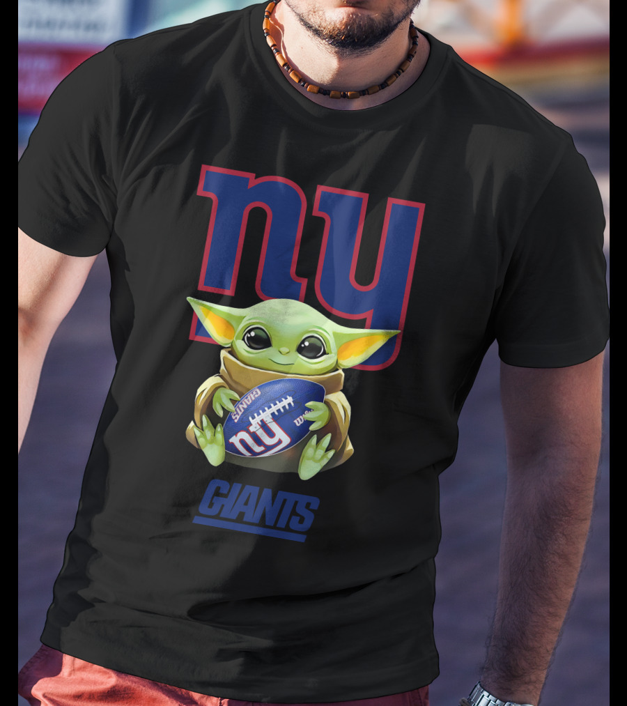 Grogu Hugging New York Giants Football T-Shirt