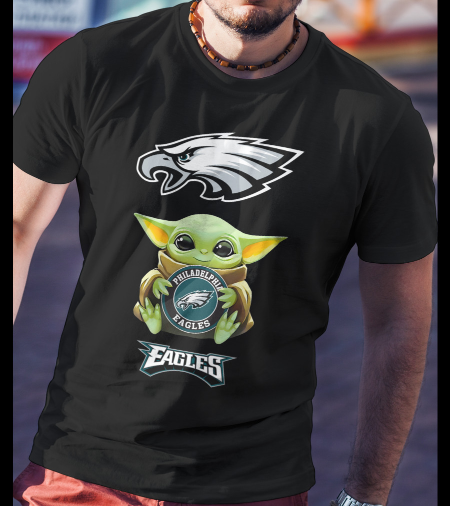 Grogu Hugging Philadelphia Eagles Emblem T-Shirt