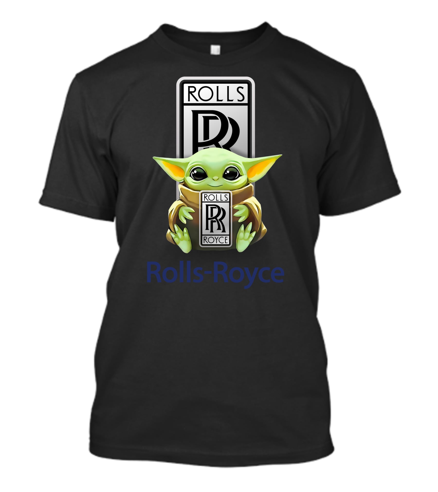 Grogu Holding Rolls Royce Logo With Rolls-Royce Text T-Shirt