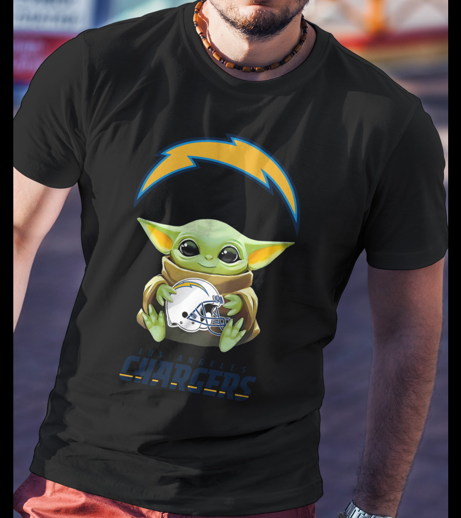 Grogu Hug Los Angeles Chargers Helmet T-Shirt