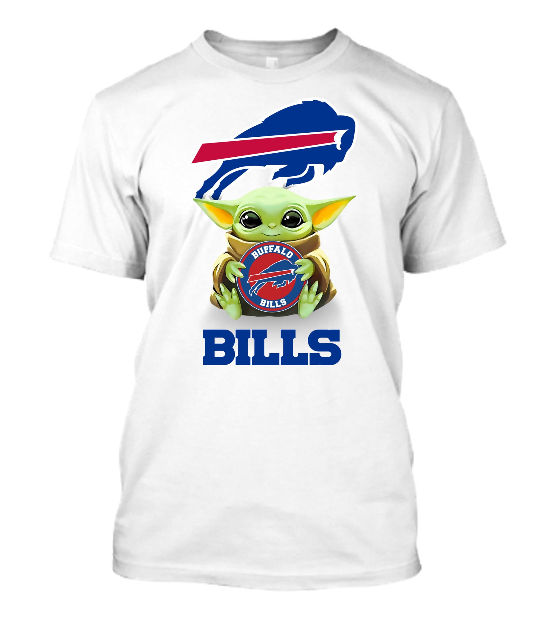 Buffalo Bills Grogu Hug White Background T-Shirt