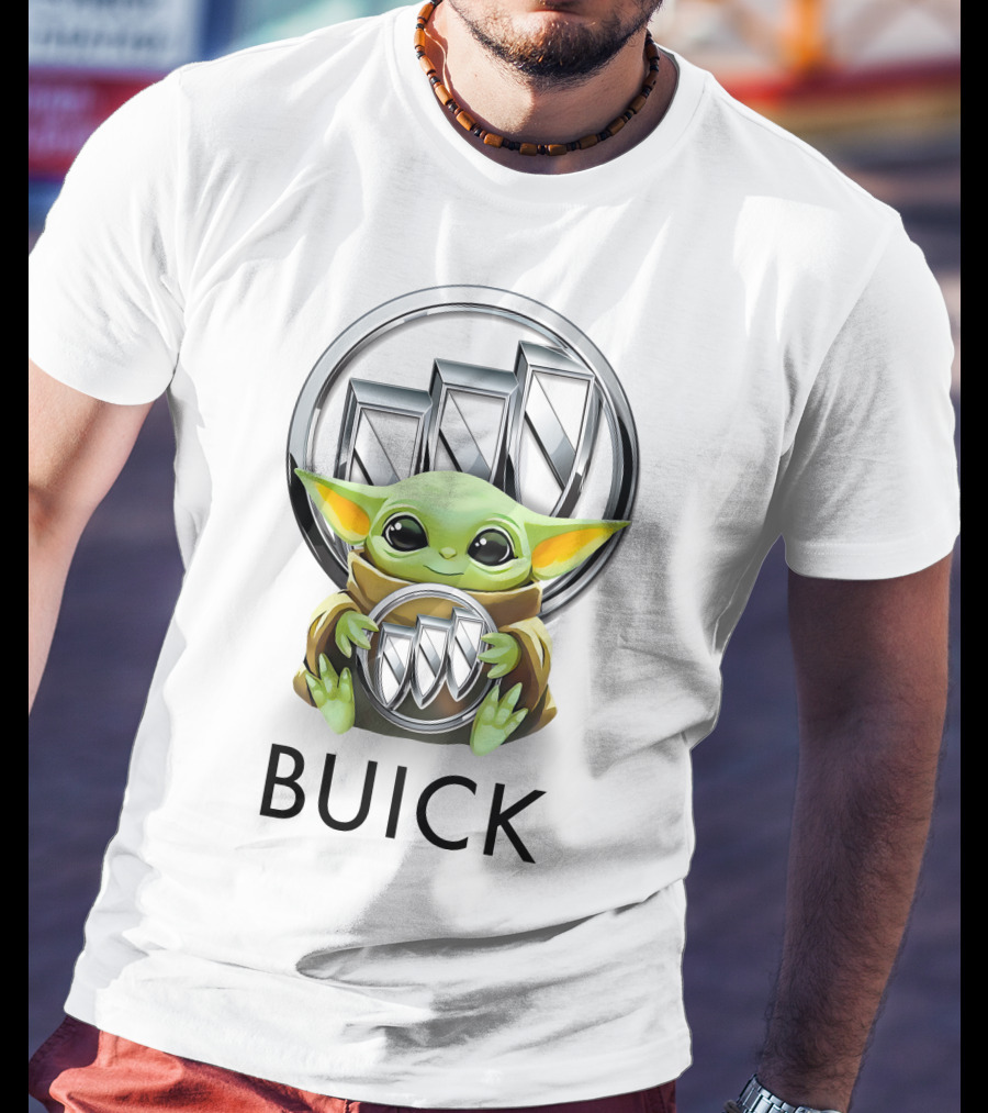 Grogu Hug Buick Emblem White T-Shirt