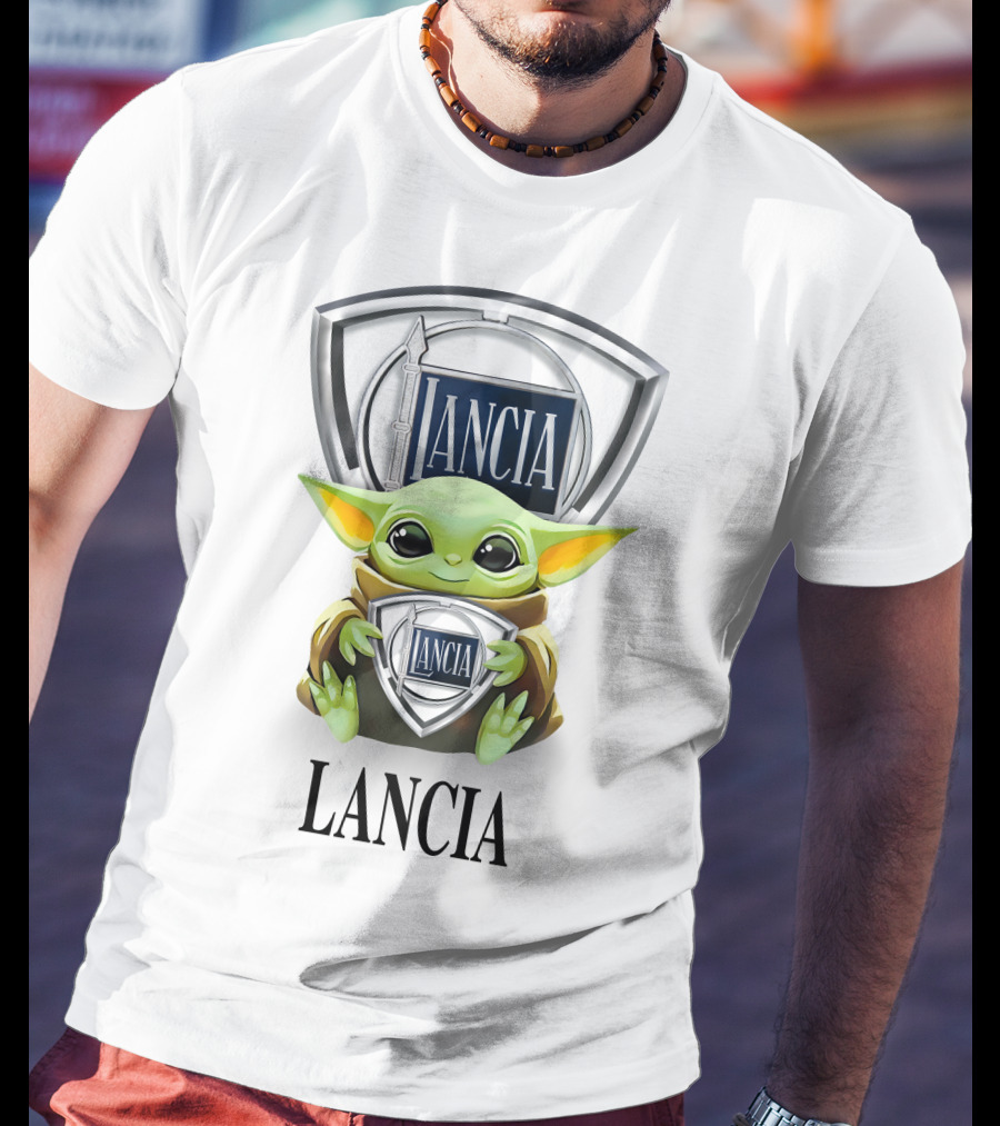 Grogu Hug Lancia Logo Baby Yoda Fan T-Shirt