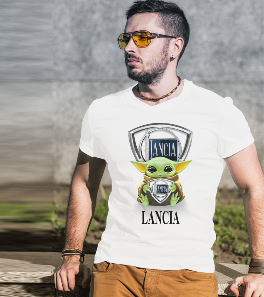 Grogu Hug Lancia Logo Baby Yoda Fan T-Shirt