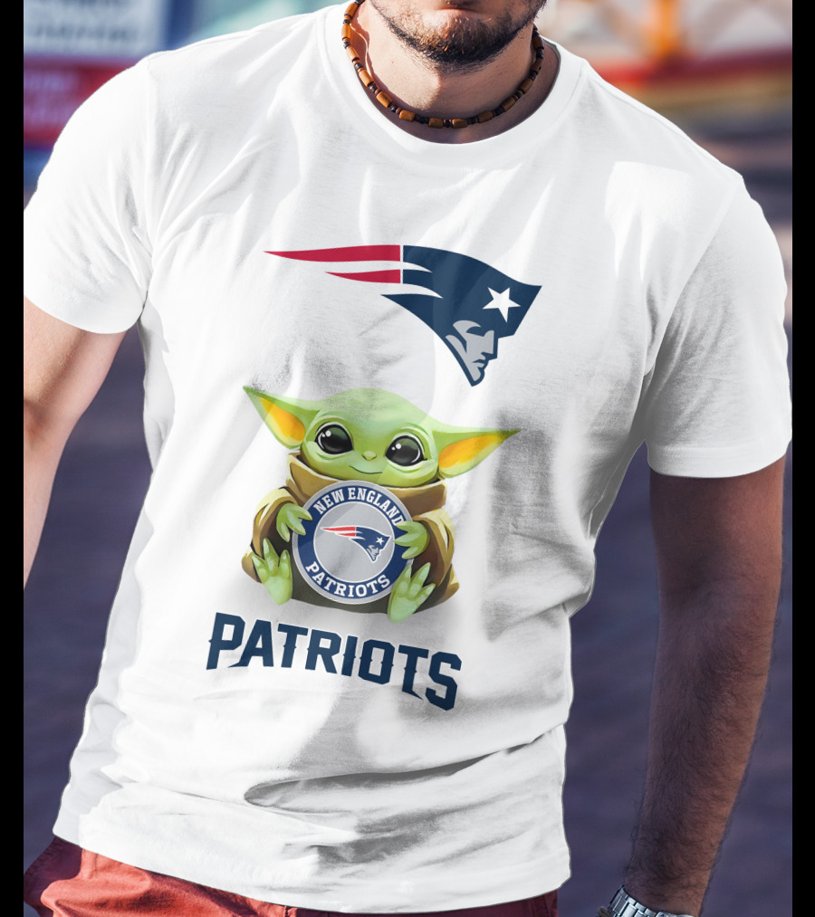 Grogu Holding New England Patriots Emblem T-Shirt