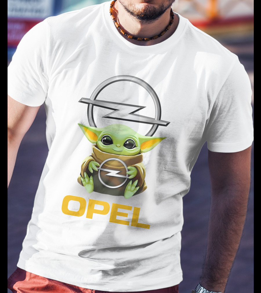Grogu Hug Opel Logo White T-Shirt