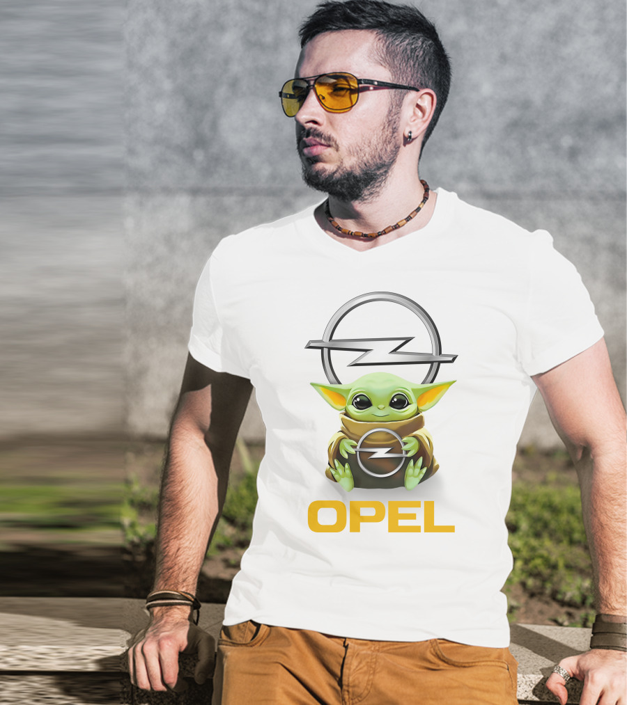 Grogu Hug Opel Logo White T-Shirt