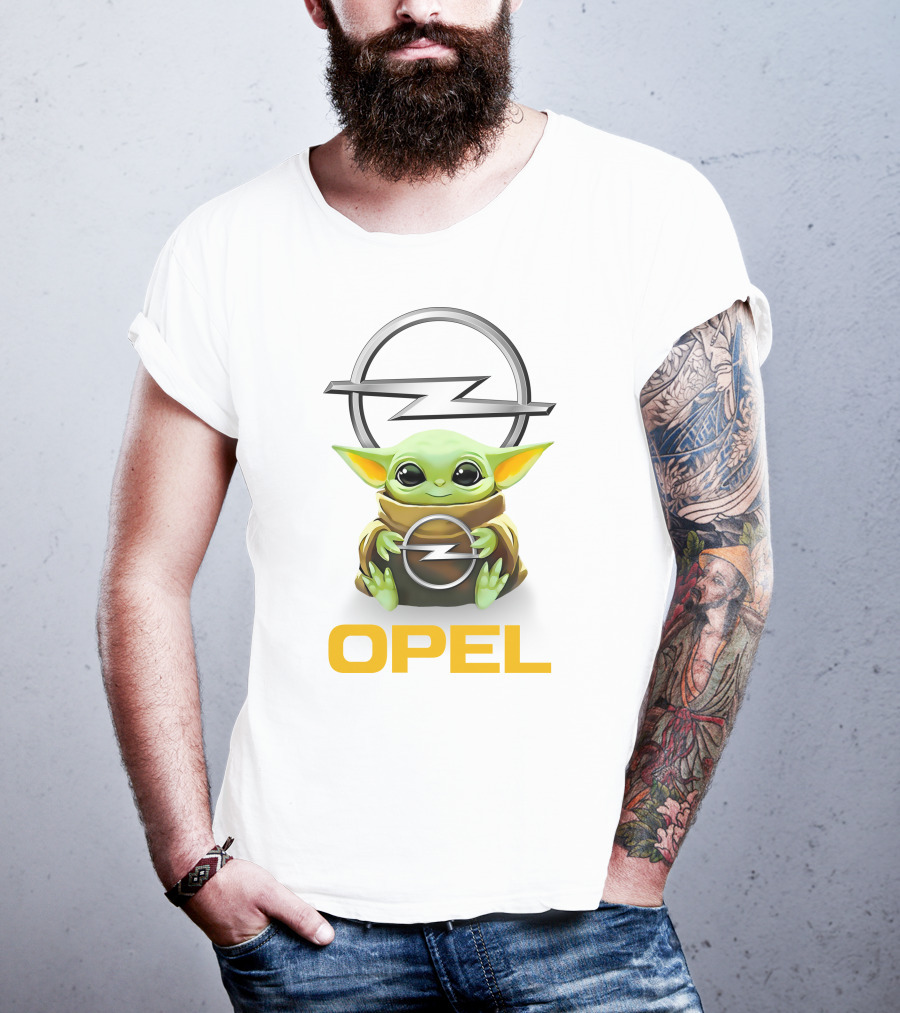 Grogu Hug Opel Logo White T-Shirt