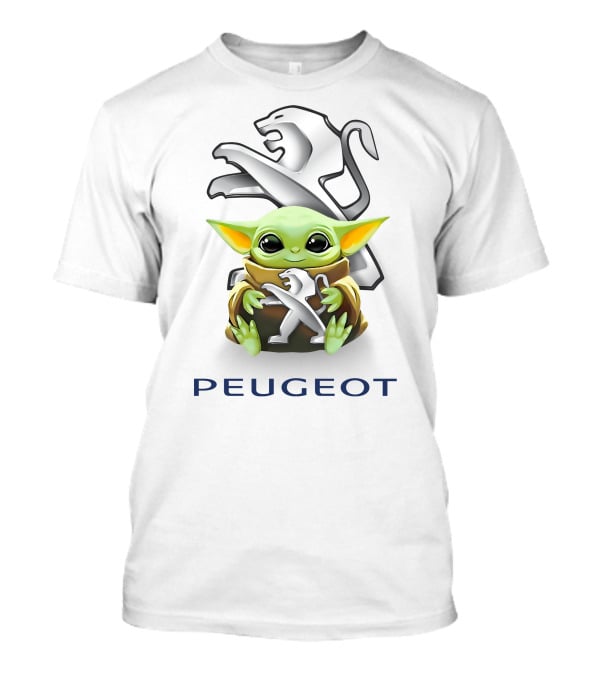 Grogu Embrace Peugeot Logo Fusion White T-Shirt