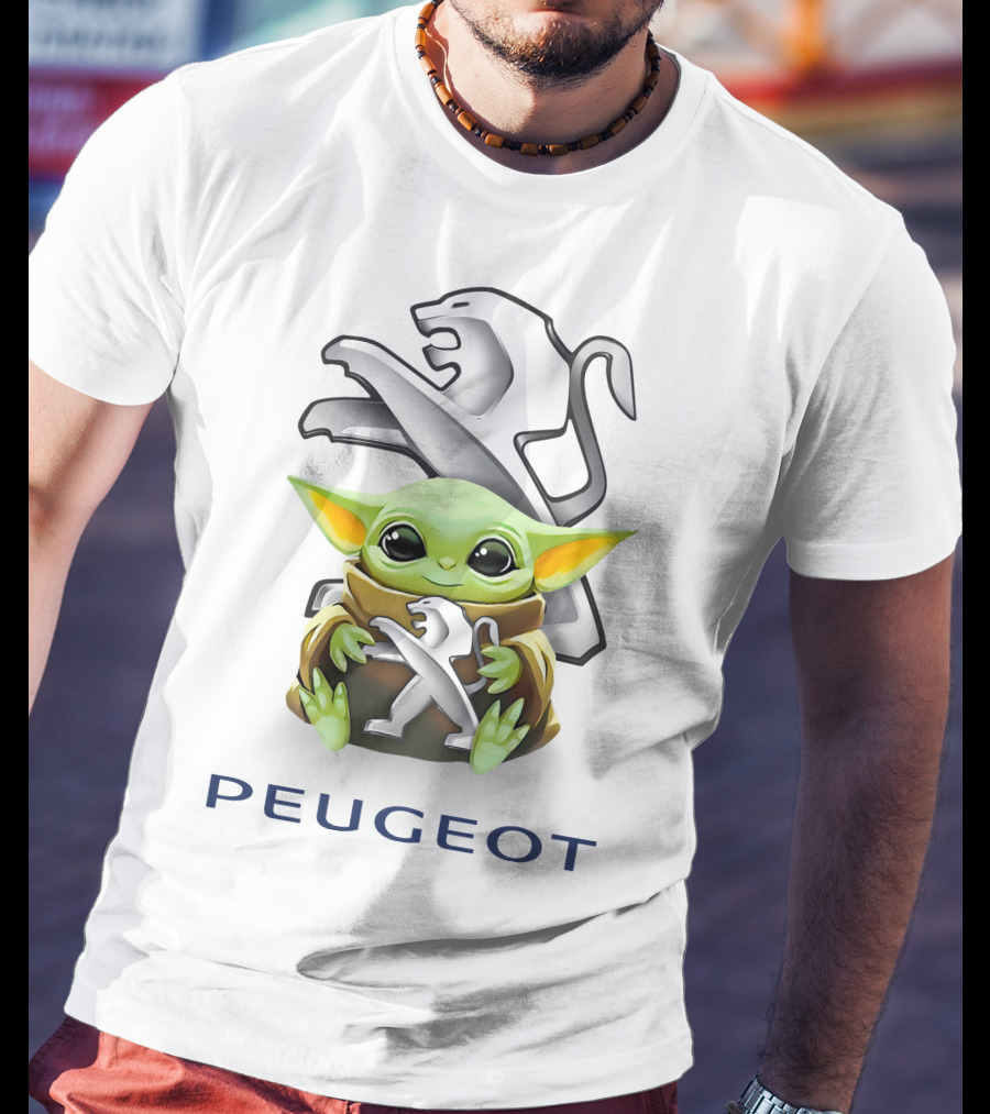 Grogu Embrace Peugeot Logo Fusion White T-Shirt