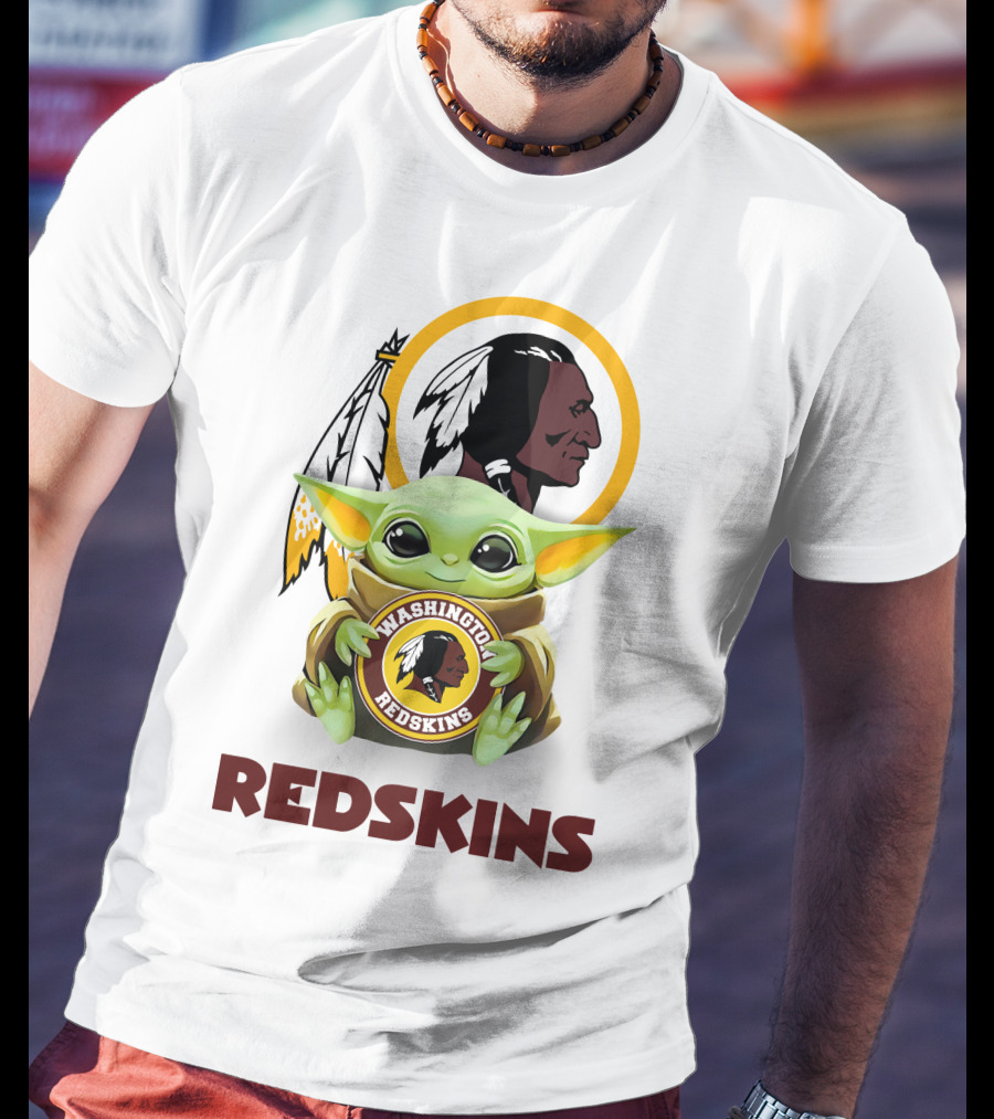 Grogu Holding Washington Redskins Logo Fans Unite T-Shirt