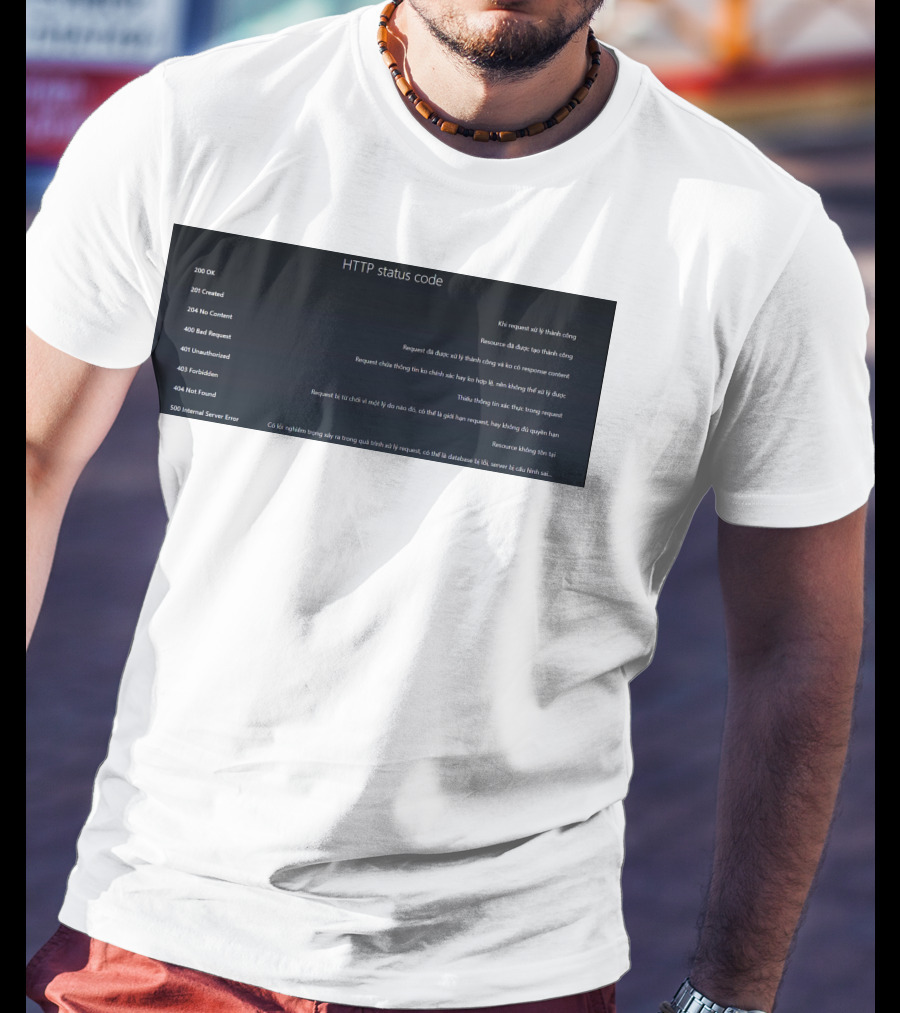 HTTP Status Code 200 OK 201 Created 204 No Content 400 Bad Request 401 Unauthorized 403 Forbidden 404 Not Found 500 Internal Server Error T-Shirt