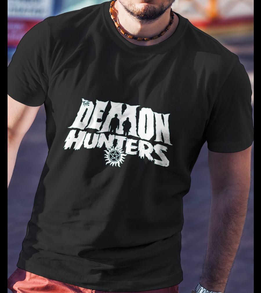 The Demon Hunters Silhouette Sun Symbol B&W T-Shirt