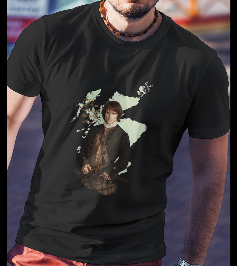 Jamie Fraser Edition Outlander Map Background T-Shirt