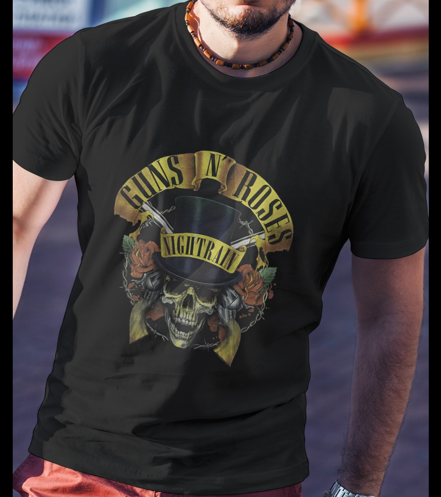 Guns N' Roses Nightrain Skull Roses Top Hat T-Shirt