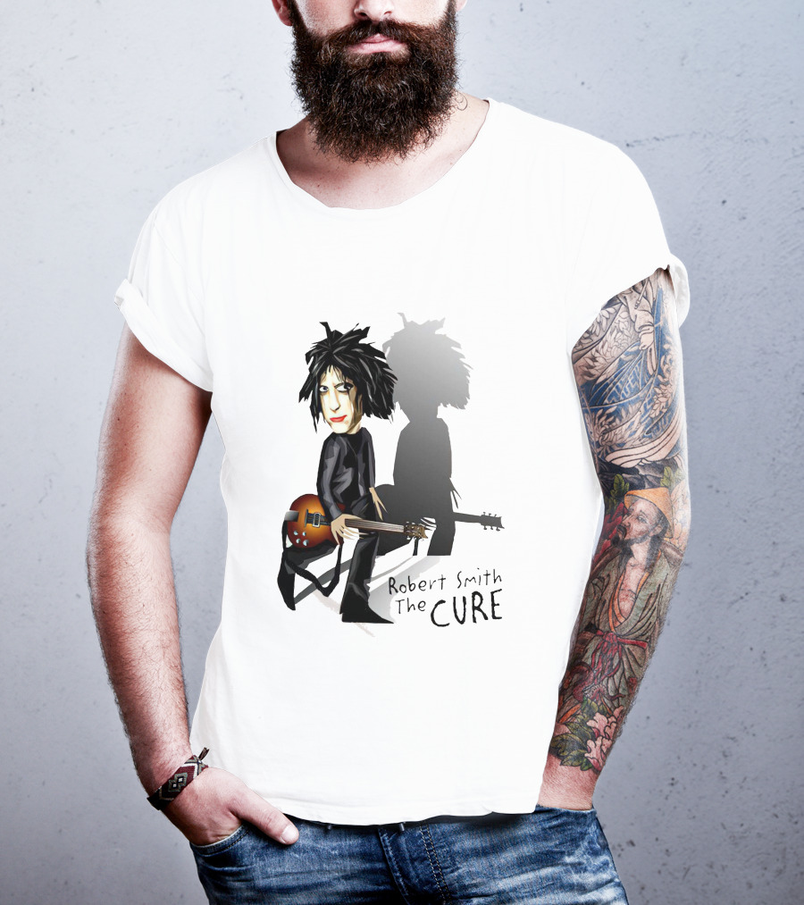Robert Smith The Cure Guitar Cartoon T-Shirt