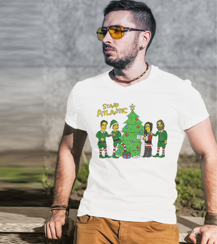 STAND ATLANTIC Christmas Tree And Cartoon Characters T-Shirt