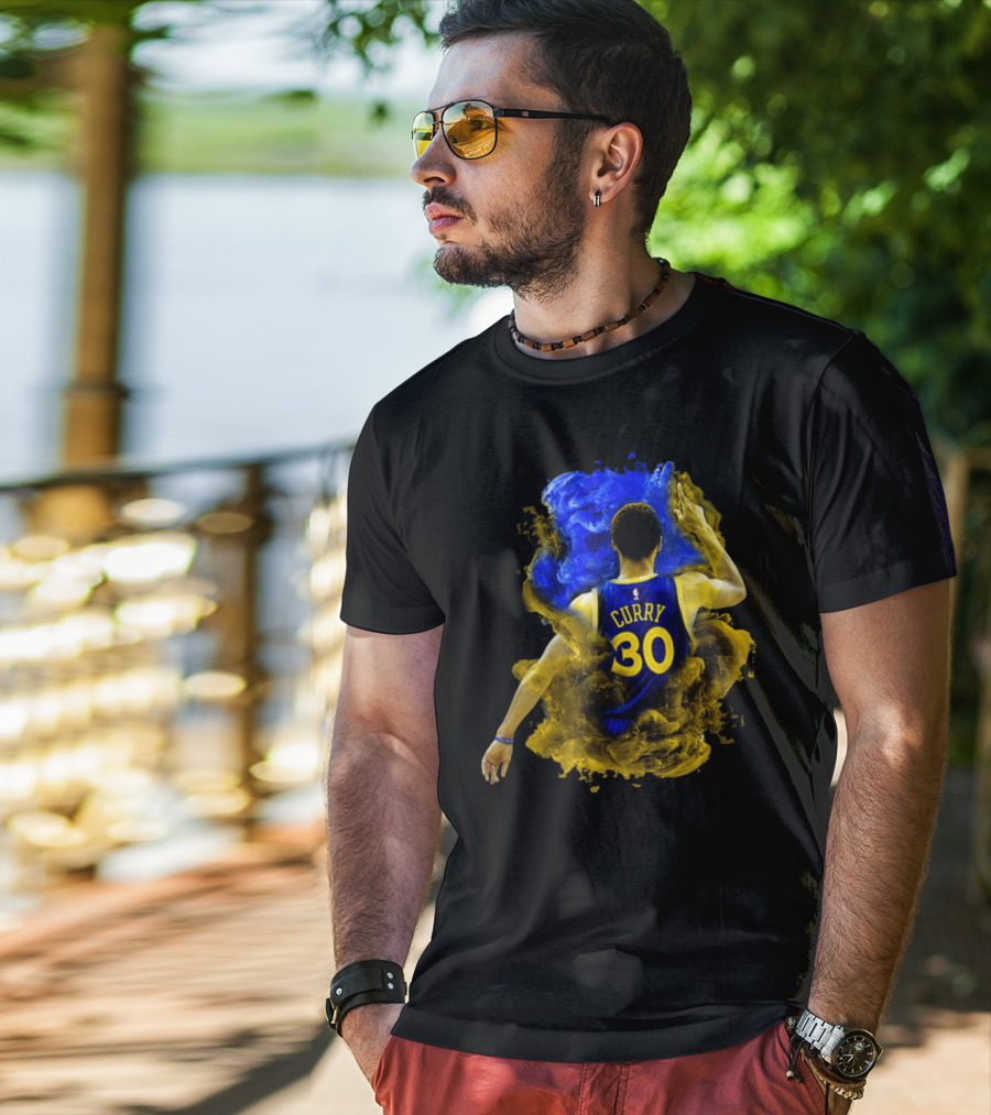 Stephen Curry 30 Blue Yellow Burst T-Shirt