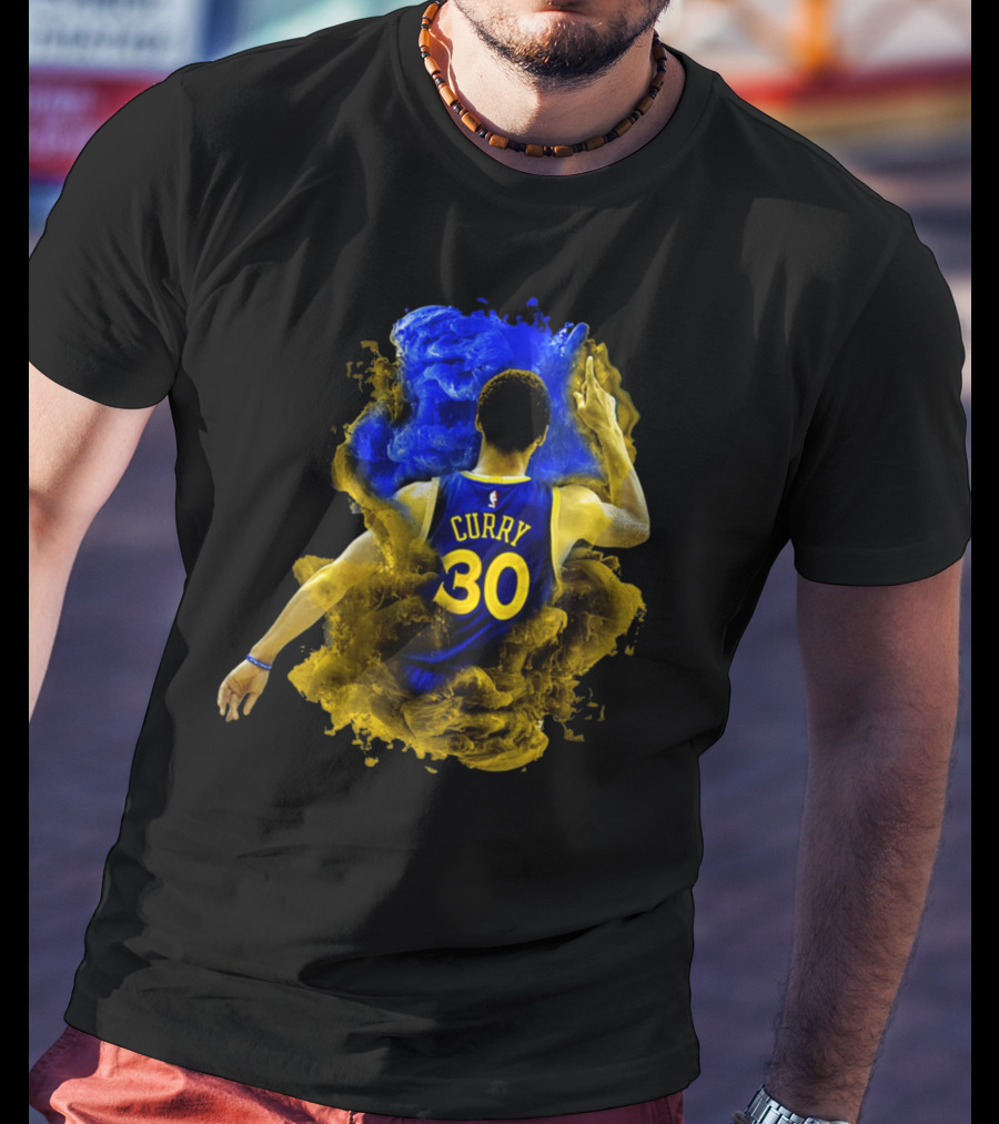 Stephen Curry 30 Blue Yellow Burst T-Shirt