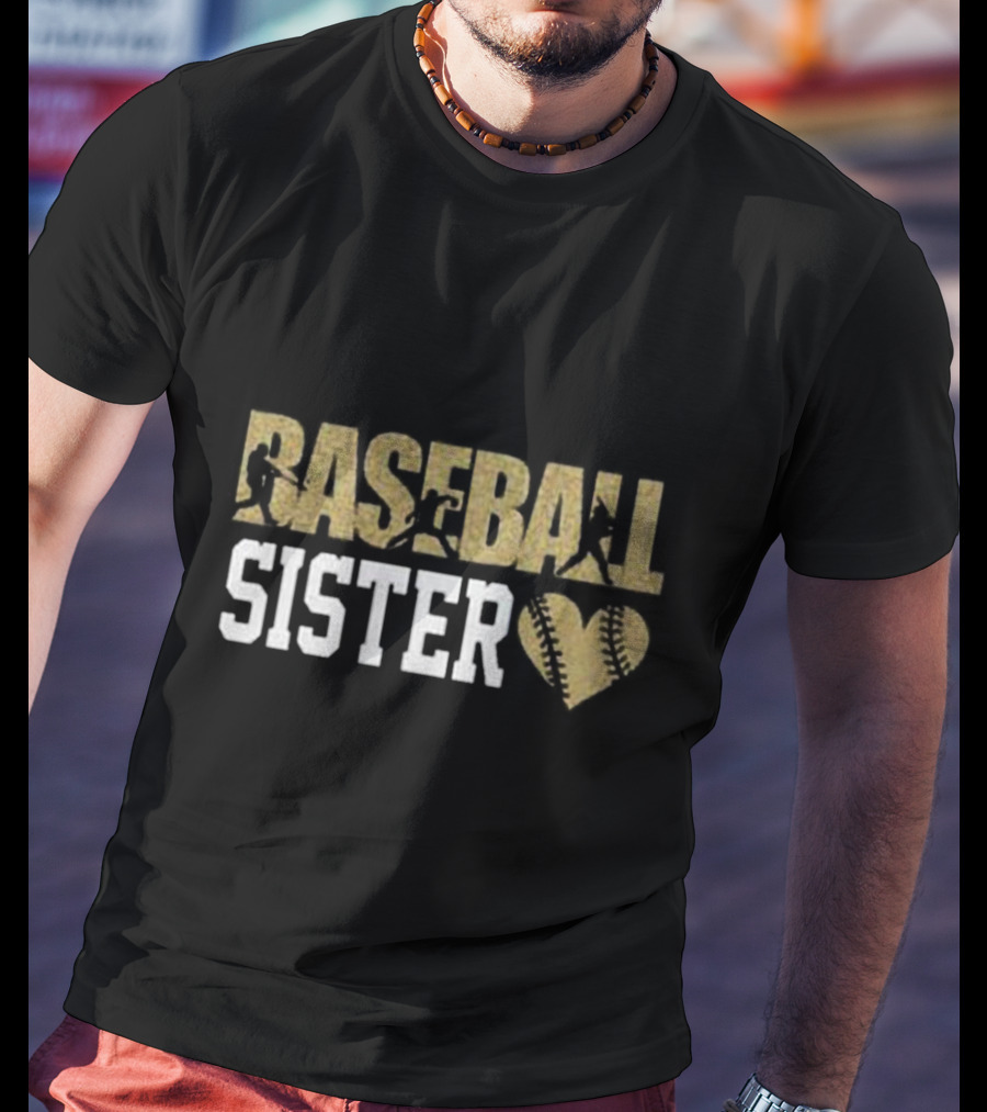 Baseball Sister Heart Bat Swing T-Shirt